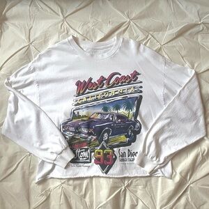 Brandy Melville White Long Sleeve Tee with Graphic Print